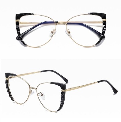 Damskie kocie okulary zerówki do komputera BLUE LIGHT z flexami 25136 black/gold