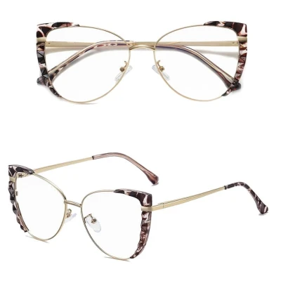 Damskie kocie okulary zerówki do komputera BLUE LIGHT z flexami 25136A panterka/złoty