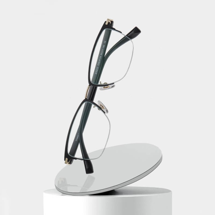 Ultralekkie tytanowe okulary zerówki z filtrem Blue Light do komputera półramkowe TN824A