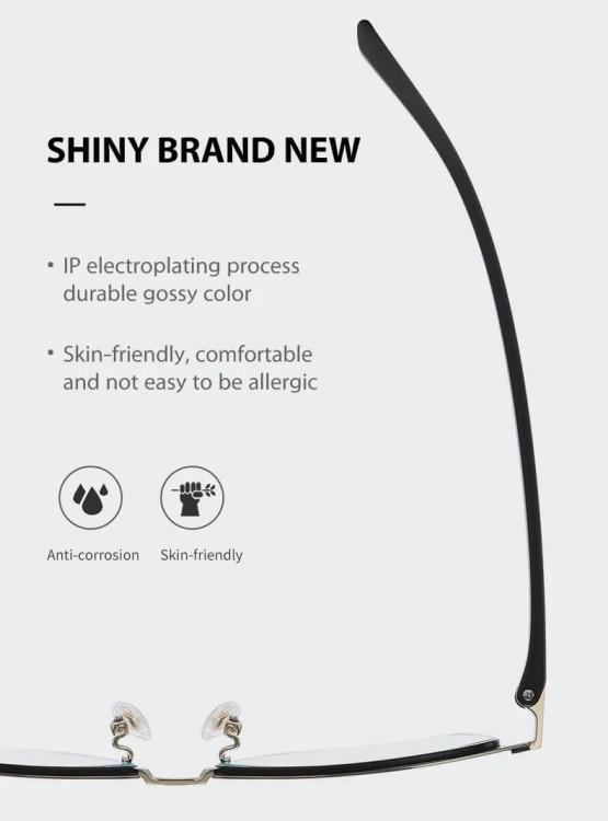 Ultralekkie tytanowe okulary zerówki z filtrem Blue Light do komputera półramkowe TN824A