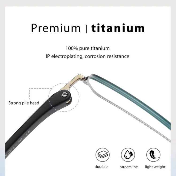 Ultralekkie tytanowe okulary zerówki z filtrem Blue Light do komputera półramkowe TN824B