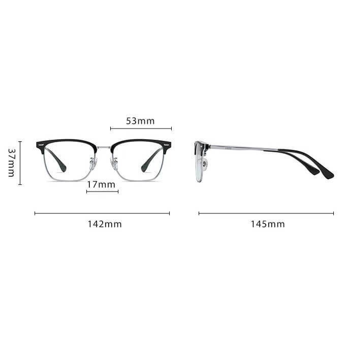 Ultralekkie tytanowe okulary zerówki z filtrem Blue Light do komputera półramkowe TN824B