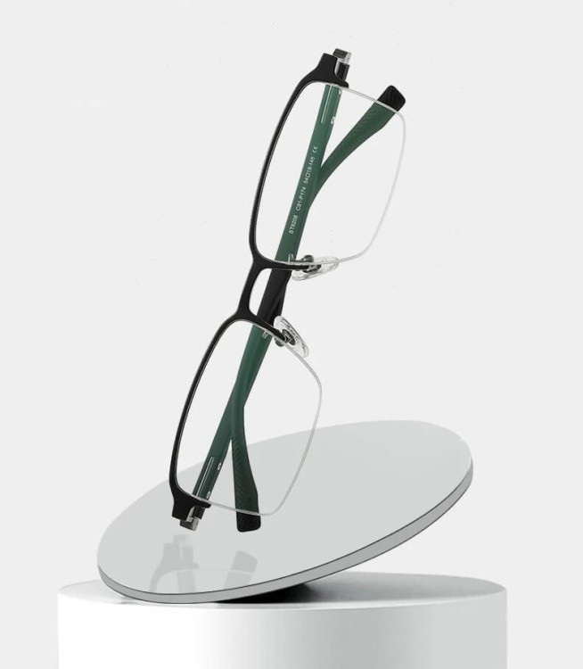 Ultralekkie tytanowe okulary zerówki z filtrem Blue Light do komputera Zielone TN825C