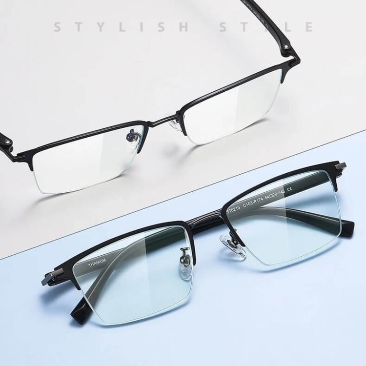 Ultralekkie tytanowe okulary zerówki z filtrem Blue Light do komputera Czarny/Grafit TN826A