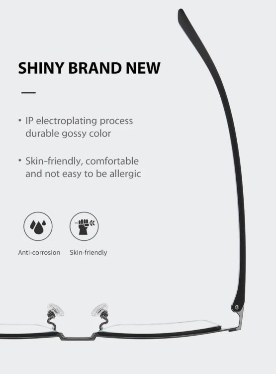 Ultralekkie tytanowe okulary zerówki z filtrem Blue Light do komputera Czarny/Grafit TN826A