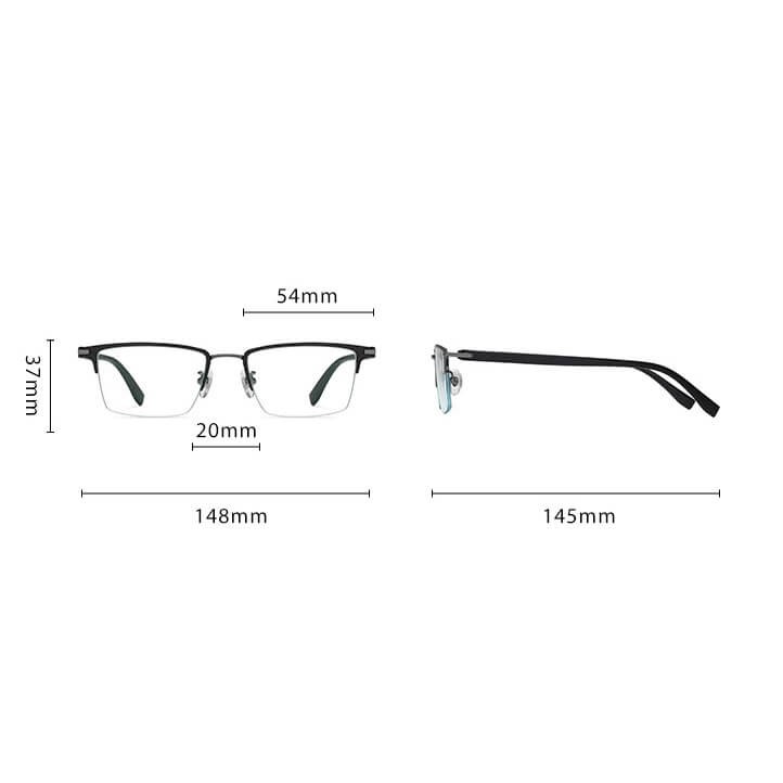 Ultralekkie tytanowe okulary zerówki z filtrem Blue Light do komputera Czarny/Srebrny TN826B