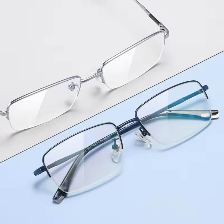 Ultralekkie tytanowe okulary zerówki z filtrem Blue Light do komputera Srebrne TN827