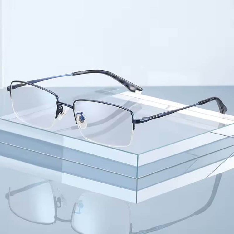 Ultralekkie tytanowe okulary zerówki z filtrem Blue Light do komputera Srebrne TN827