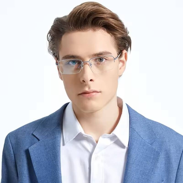 Ultralekkie tytanowe okulary zerówki z filtrem Blue Light do komputera Srebrne TN827