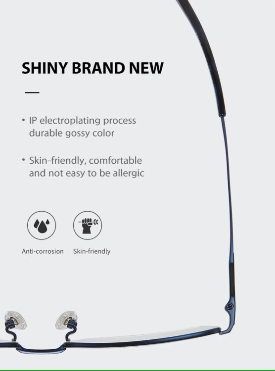 Ultralekkie tytanowe okulary zerówki z filtrem Blue Light do komputera Srebrne TN827