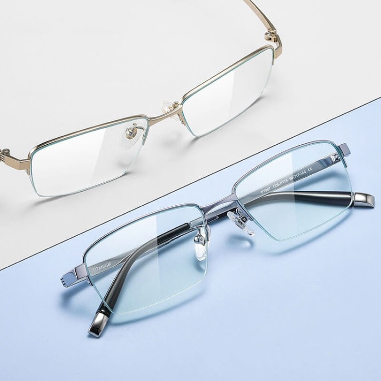 Ultralekkie tytanowe okulary zerówki z filtrem Blue Light do komputera Złote TN828B