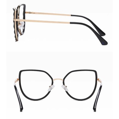 Damskie kocie okulary zerówki do komputera BLUE LIGHT z flexami 25137 black/gold