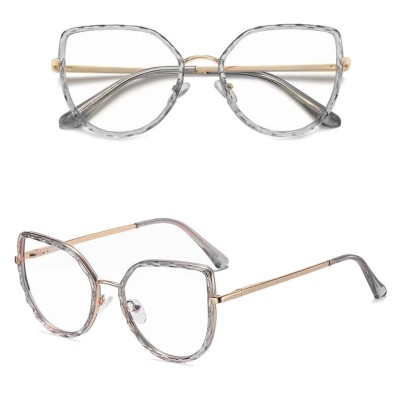 Damskie kocie okulary zerówki do komputera BLUE LIGHT z flexami 25137A szary/złoty