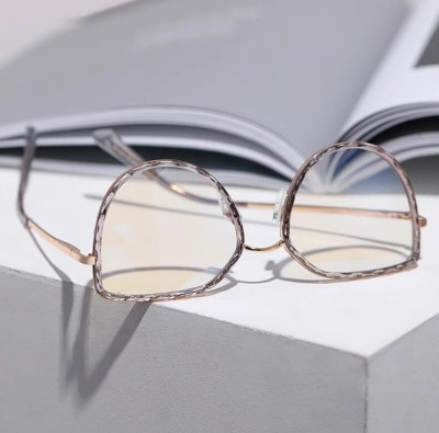 Damskie kocie okulary zerówki do komputera BLUE LIGHT z flexami 25137A szary/złoty