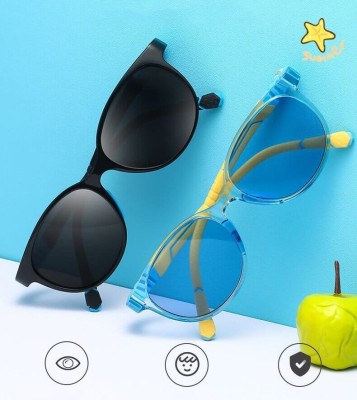 Elastyczne dziecięce okulary przeciwsłoneczne owalne SKD-84 czarno-niebieskie