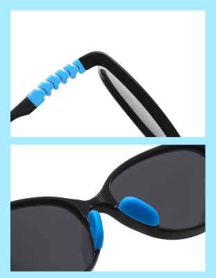 Elastyczne dziecięce okulary przeciwsłoneczne owalne SKD-84 czarno-niebieskie