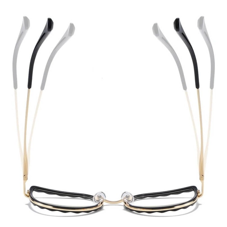 Damskie kocie okulary zerówki do komputera BLUE LIGHT z flexami 25137A szary/złoty