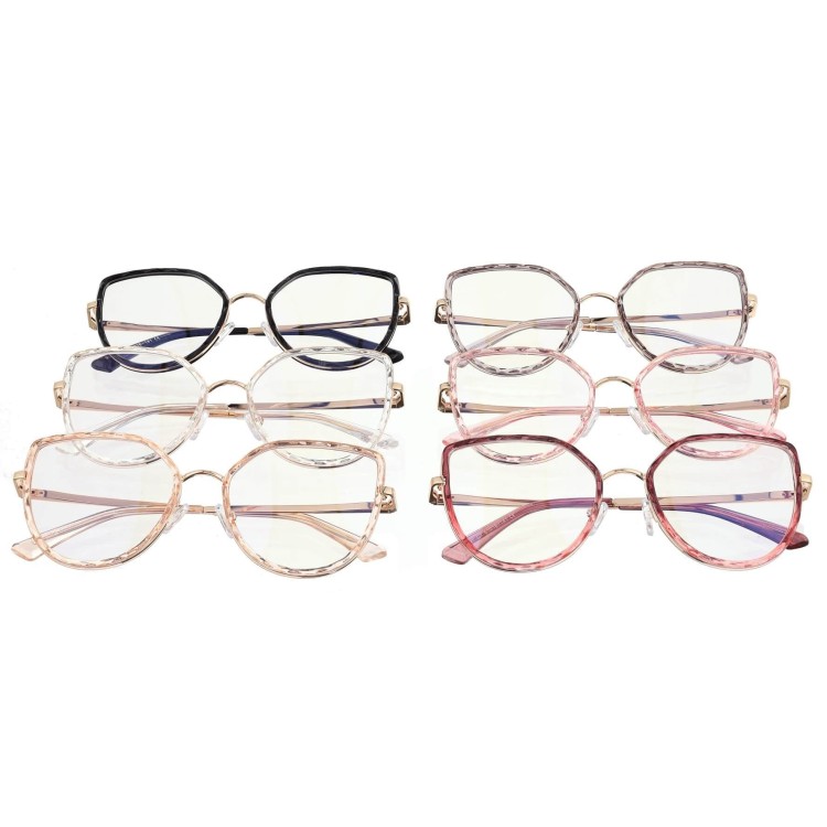 Damskie kocie okulary zerówki do komputera BLUE LIGHT z flexami 25137C fiolet/złoty