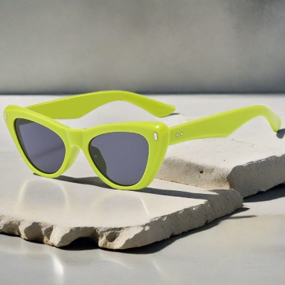 Okulary przeciwsłoneczne Kocie z filtrem UV400 STL35D limonkowy + akcesoria 