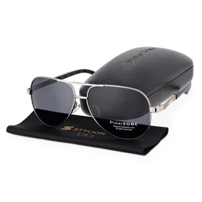 Duże męskie okulary przeciwsłoneczne pilotki z polaryzacją i filtrem UV400 POL-117AV2 PolarZone