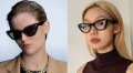 damskie okulary przeciwsłoneczne i zerówki do komputera kocie oczy z filtrami STL35 modelka.jpg
