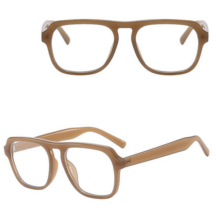 Brązowe okulary zerówki do komputera pilotki z filtrami damskie-męskie STL38E.jpg