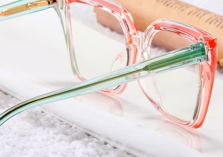 Damskie kocie okulary zerówki do komputera BLUE LIGHT na teleskopach 25152A Mięta/Róż