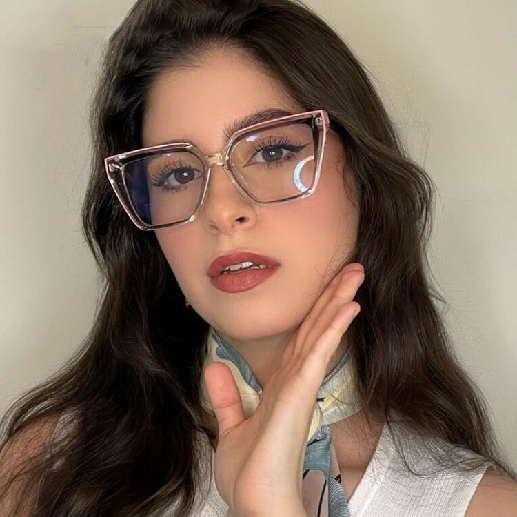 Damskie kocie okulary zerówki do komputera BLUE LIGHT na teleskopach 25152C Róż/Fiolet