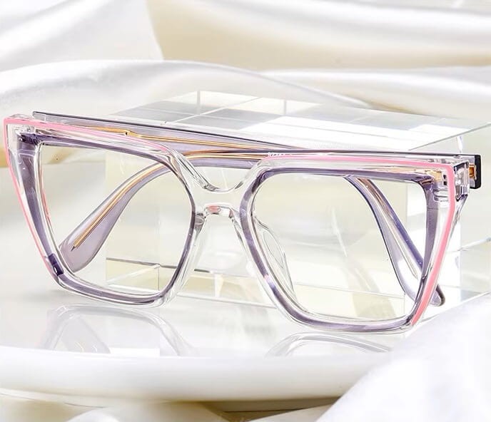 Damskie kocie okulary zerówki do komputera BLUE LIGHT na teleskopach 25152C Róż/Fiolet