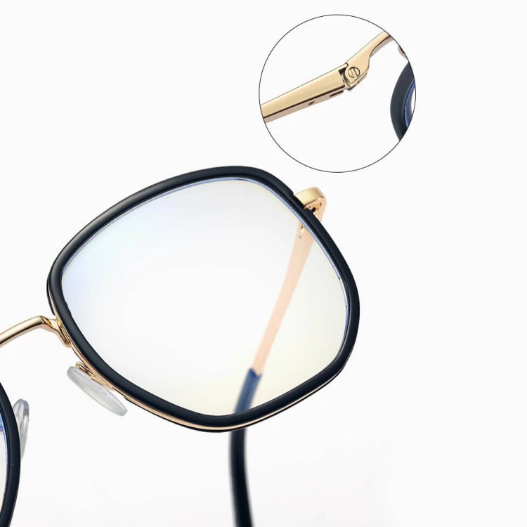 Damskie owalne okulary zerówki do komputera BLUE LIGHT na teleskopach 25155 Czarny/Złoty