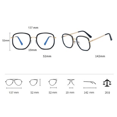 Damskie owalne okulary zerówki do komputera BLUE LIGHT na teleskopach 25155 Czarny/Złoty