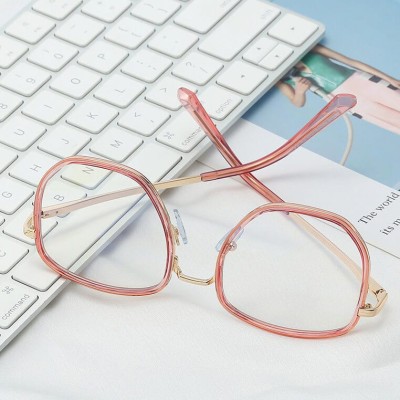 Damskie owalne okulary zerówki do komputera BLUE LIGHT na teleskopach 25155A Brąz/Złoty