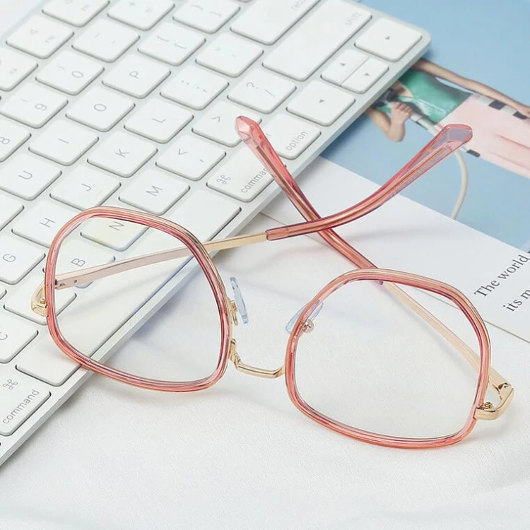 Damskie owalne okulary zerówki do komputera BLUE LIGHT na teleskopach 25155A Brąz/Złoty