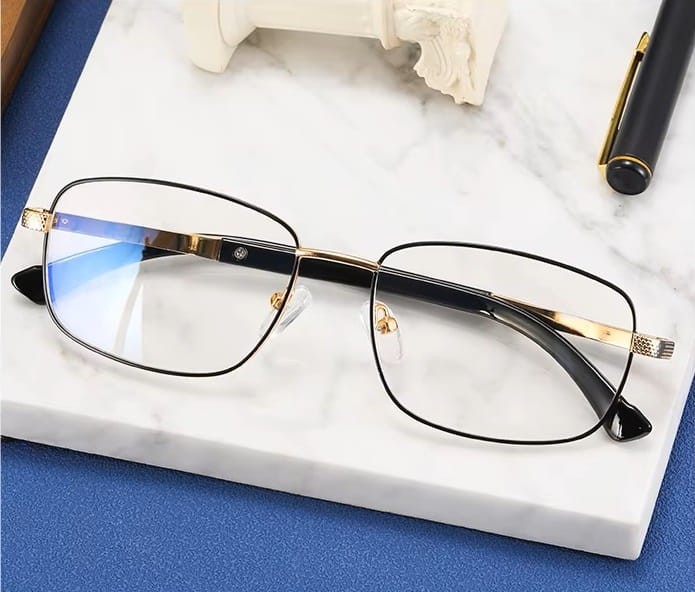 Metalowe okulary zerówki z filtrem Blue Light do komputera 25154A złote/czarne + akcesoria