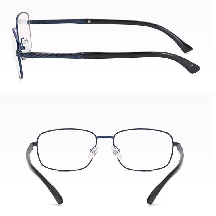 Metalowe okulary zerówki z filtrem Blue Light do komputera 25154E Granatowe + akcesoria