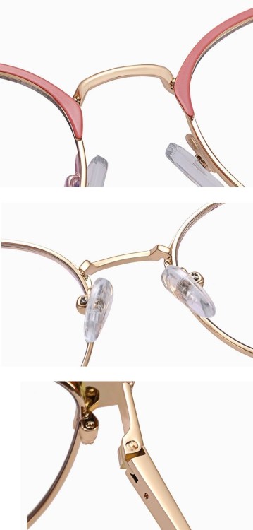 Damskie okulary Kocie  Oczy zerówki do komputera BLUE LIGHT na teleskopach 25110E Brudny Róż/Złoty