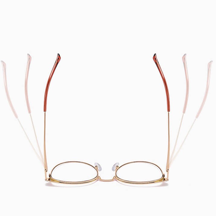 Damskie okulary Kocie  Oczy zerówki do komputera BLUE LIGHT na teleskopach 25110E Brudny Róż/Złoty