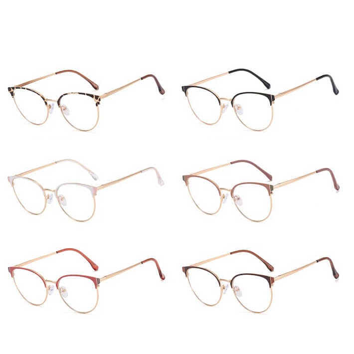 Damskie okulary Kocie  Oczy zerówki do komputera BLUE LIGHT na teleskopach 25110E Brudny Róż/Złoty