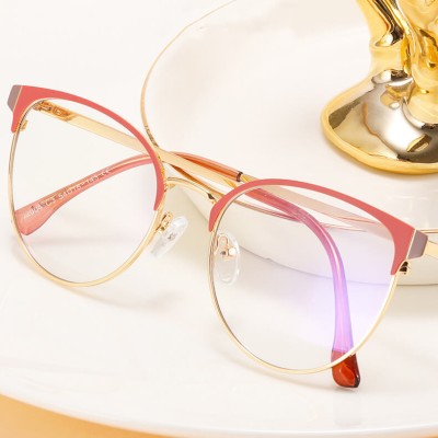 Damskie okulary Kocie  Oczy zerówki do komputera BLUE LIGHT na teleskopach 25110E Brudny Róż/Złoty