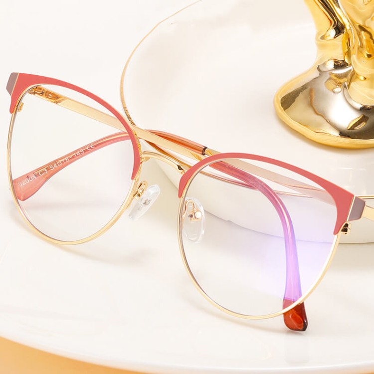 Stalowe Damskie okulary zerówki do komputera oprawki korekcyjne kocie z filtrem Blue Light na teleskopach 25110E-.jpg