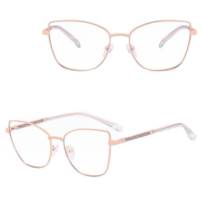 Damskie okulary Kocie  Oczy zerówki do komputera BLUE LIGHT na teleskopach 25156A Różowe Złoto
