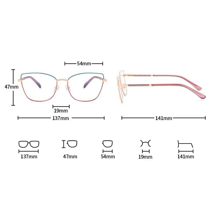 Damskie okulary Kocie  Oczy zerówki do komputera BLUE LIGHT na teleskopach 25156B Czarny/Złoty