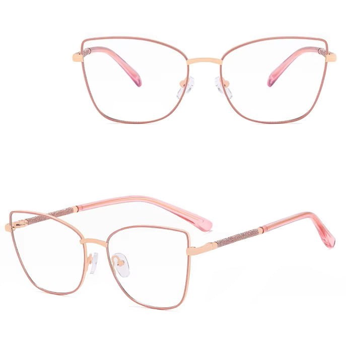 Damskie okulary Kocie  Oczy zerówki do komputera BLUE LIGHT na teleskopach 25156C Różowy/Złoty
