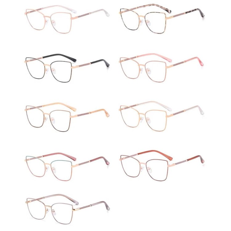 Damskie okulary Kocie  Oczy zerówki do komputera BLUE LIGHT na teleskopach 25156D Brudny Różowy/Złoty