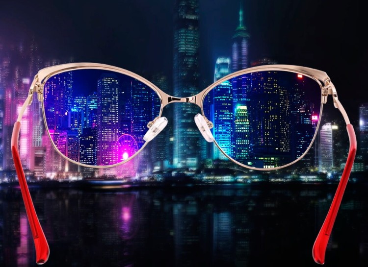 Damskie kocie okulary zerówki z antyrefleksem ST317A moc: 0.00 złoty/bordo