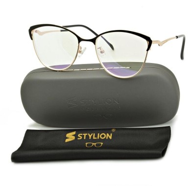 Damskie kocie okulary zerówki z antyrefleksem ST317B moc: 0.00 złoty/czarny