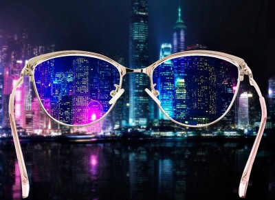 Damskie kocie okulary zerówki z antyrefleksem ST317C moc: 0.00 złoty/różowy