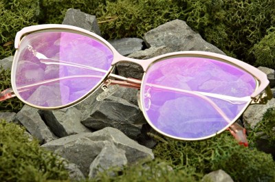 Damskie kocie okulary zerówki z antyrefleksem ST317C moc: 0.00 złoty/różowy