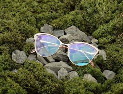 Damskie kocie okulary zerówki z antyrefleksem ST317C moc: 0.00 złoty/różowy