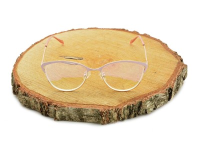 Damskie kocie okulary zerówki z antyrefleksem ST317C moc: 0.00 złoty/różowy